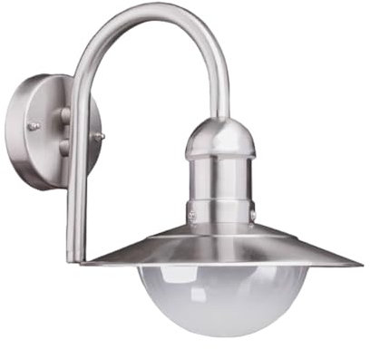 Outdoor Wall Light 'Damion' (Modern) in Silver Made of Stainless Steel (1 Light Source, E27) from Lindby | Wall lamp for Exterior/Interior Walls, House, Terrace und Balcony