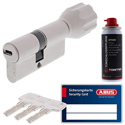 ToniTec Set aus ABUS Profilzylinder Schließzylinder mit Knauf EC660 Knaufzylinder mit 3 Schlüssel Größe 60 50K + ToniTec Pflegespray