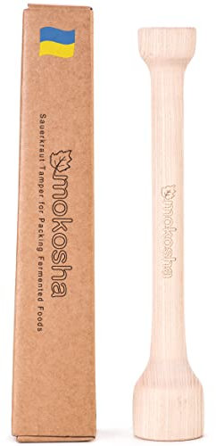 14 Inch Sauerkraut Tamper for Packing Fermented Foods into Mason Jars Long Wooden Potato Masher Vegetable Pounder Eco-Friendly Ash Tree Natural Solid Wood Packer