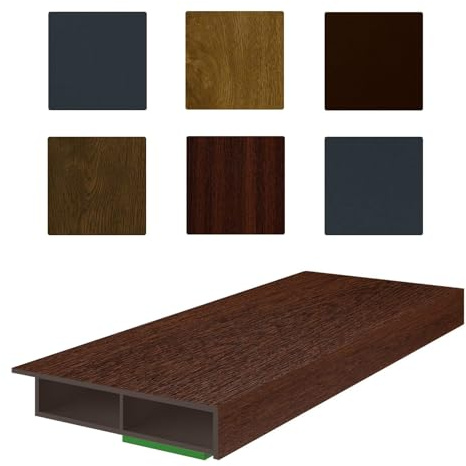 NOBILY Fenster/PVC Deckleiste, 50mm Breite x 7mm Höhe, selbstklebend, Hohlkammerleiste mit Überstand für Wandabschluss inkl. Schaumklebeband, jede Leiste 1950mm, Flachleiste, Farbe Nussbaum