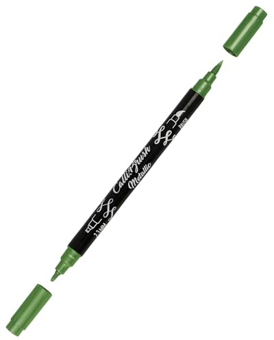 ONLINE 19086/6 Calli.Brush Pen mit Double-Tip, Pinsel- und Kalligraphie-Spitze, Handlettering Brush-Pens in verschiedenen Farben, bunte Bullet-Journal Stifte, Kalligrafie-Stifte, Farbe: Metallic Green