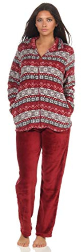 NORMANN WÄSCHEFABRIK Kuscheliger Damen Hausanzug aus Coralfleece in tollem Norweger Design - 291 216 97 959, Farbe:Marine, Größe2:48/50