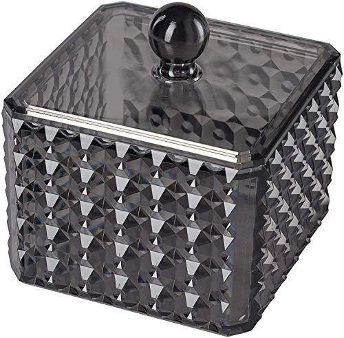 CACASO Qtip Holder, Cotton Ball Holder, Qtip Cotton Swab Dispenser Holder, Clear Acrylic Cotton Pad Container,Holder for Cotton Swabs,Makeup Sponges,Hair Band - Brushed Nickel 1PCS