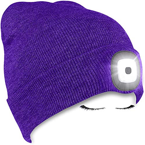 Morye LED Mütze mit Licht, Laufmütze Herren Damen Kappe Lampe USB Nachladbare 4 LED Scheinwerferkappe für Warm Cap mit LED Licht für Jogging,Camping,Angeln,Walking