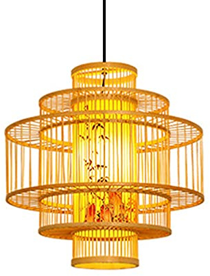 ZHANGL lampadario lanterna di bambù lampada a sospensione in vimini intrecciata a mano E27 paralume in bambù lampada a sospensione regolabile ristorante sala da tè illuminazione risparmio illuminazion