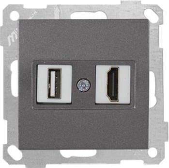 Unterputz/Einbau USB und HDMI Steckdose/HDMI & USB Kombination UP · Anthrazit/Dunkel · CANDELA