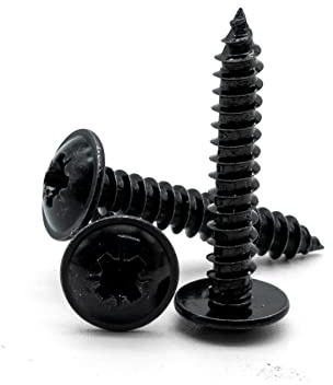 Hippo Hardware No.8 X 5/8 (4.2mm X 16mm) Pozi Flange Head Self Tapping Screws Black Phosphate Tapper (Pack of 50)