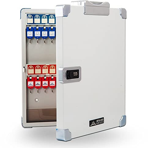 Zahlenschloss Schlüsselbox 48-bit Schlüsselbox Wandschlüsselbox Mit Schlüsselanhänger Hotelschlüsselbox Wohnungsschlüsselbox (Color : Silver, S : 48 Bits)