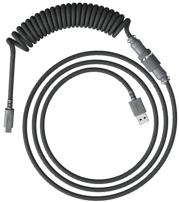 HyperX Câble spiralé - Câble spiralé durable, design élégant, connecteur aviateur 5 broches, USB-C vers USB-A - Gris