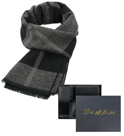 Durio Schal Herren Warm und Weiche Winterschal Herrenschal Gestrickt Plaid Winter Lange Schals