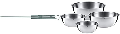 WMF Profi Plus Küchenthermometer digital 23 cm, mit LCD-Anzeige, Cromargan Edelstahl, hitzebeständig bis 200°C & Gourmet Schüsselset 4-teilig, Edelstahl Schüsseln für die Küche 0,75l - 2,75l