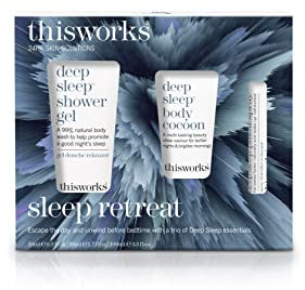 This Works Sleep Retreat Gift Set - Travel Size Kit with Deep Sleep Pillow Spray and Shower Gel - Includes Deep Sleep Body Cocoon Body Lotion Infused with Lavender, Camomile and Vetivert to Aid Sleep