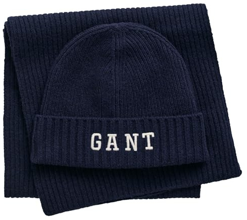 GANT Unisex Beanie Scarf Gift Set Mütze und Schal, Marine, Standard (2er Pack)