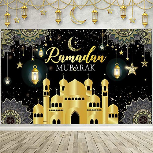 Ramadan Mubarak Dekoration Ramadan Mubarak Hintergrund Banner 180 * 110 cm Muslim Hintergrund Banner für Eid Deko Eid Al Fitr Partyzubehör