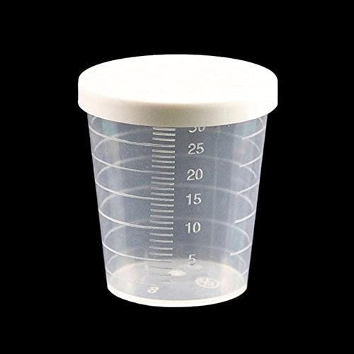 30ml Medicine Measuring Measure Cups with White Lids Clear Container Measure Container Beaker Liquid