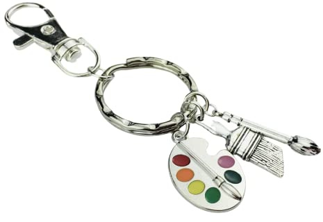 Personalised Artist Keyring Keychain, Palette and Paintbrush Bag Charms, handmade art teacher appreciation graduation birthday teen girl motivational brush