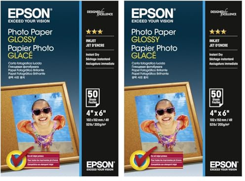 Epson C13S042547 Fotopapier, 200 g/m² weiß, 10 x 15 cm (Packung mit 2)