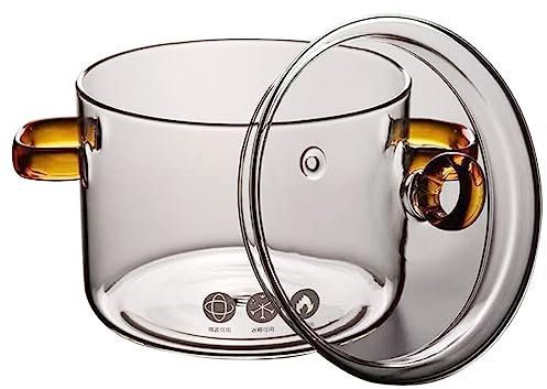 Tofficu Casserole Verre Avec Poignées Doubles Et Couvercle Pot De Cuisson Transparent Pour Soupe Et Nouilles Capacité De Compatible Avec Cuisinière Et Plaques à Induction