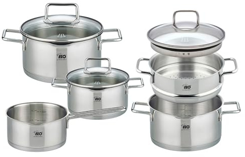 Kochtopf-Set - Edelstahl 18/8 - mit Glasdeckel - 5-teilig