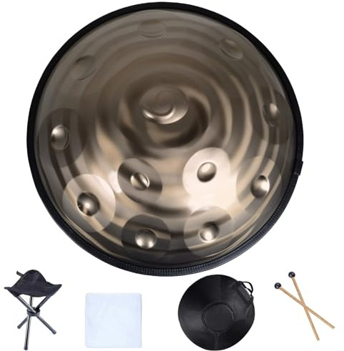 Handpan Drum Hohe Qualität Stahl-Handtrommel 440hz Sound Performance Handpan-Trommeln 432hz Mit Handpan-Ständer Handpan-Tasche (Color : 12 notes, Size : 432Hz)