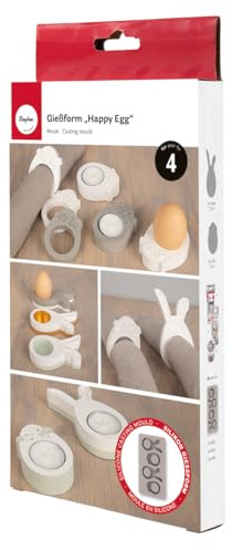 Rayher Silicone Casting Mould, Casting Tray with 4 Different Bunny and Egg Shapes for Concrete, Plaster of Paris, Modelling Clay, and Resin, 26x14.5x2cm, grey, 36136000