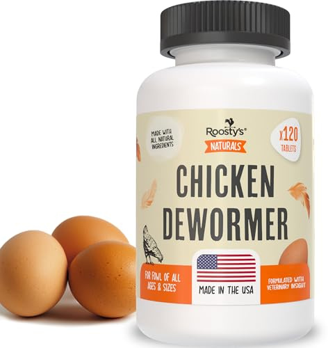 Roosty's Naturals Desparasitante para Pollos | 120 Unidades | Fórmula Totalmente Natural | Desparasitante de Pollo Hecho en Estados Unidos, desparasitante de Aves de Corral |