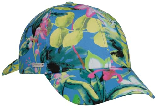 Seeberger Colour Flowers Cap Basecap Baseballcap Damencap Baumwollcap Damen - mit Schirm, Futter Sommer Frühling-Sommer - One Size blau