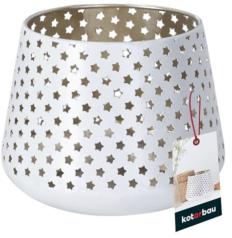 KOTARBAU® Windlicht Sterne Metall Weiß ⌀ 8 cm Höhe 9 cm Stahl durchbrochen Teelichthalter Windlichter Tischdeko Teelichthalter große Teelichter Metall Weihnachtsdeko
