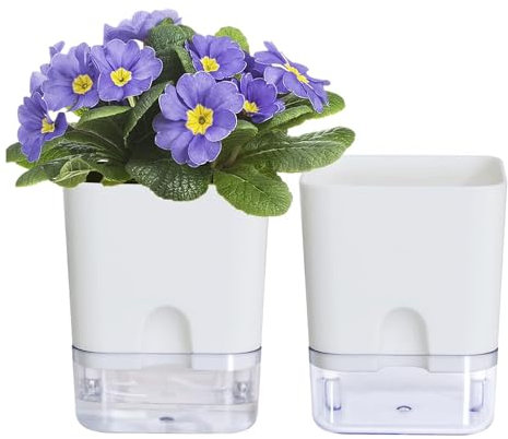 Rordigo Pflanztöpfe für Den Innenbereich, 4,25, Selbstbewässerndes Blumentopf-Set-Set für Den Innenbereich, Violet Pots Pflanzgefäß-Set-Set mit Sichtbarem Reservoir, Selbstbewässernd, 2-Teilig