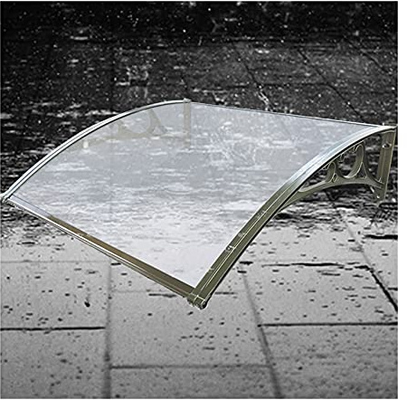 Tettoia per finestra in policarbonato, tenda da sole per porta d'ingresso impiombata, copertura grondaia per ingresso esterno tettoia per sole ad arco, protezione dalla luce solare per pioggia e neve