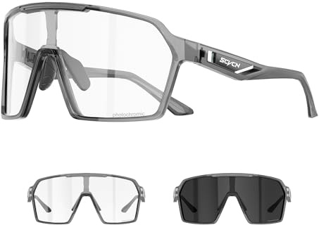 SCVCN Fahrradbrille Selbsttönend Herren Damen MTB Brille Photochrome Rennrad Sonnenbrille Klar Sportbrille Radsport