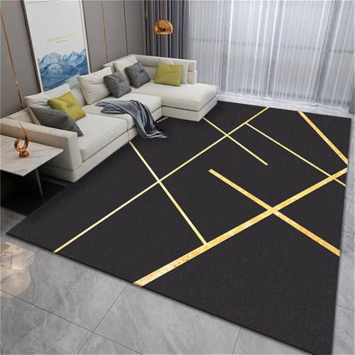 RUGMRZ Wohnzimmers Teppichs Teppich Mit Muster Grauer und gelber minimalistischer geometrischer Design-Sofateppich für das Esszimmer Fleckenbeständig Webteppich Haus Dekoration Modern Teppich 60X90CM