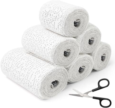 5/7.5/10cm x 2.7m Gips Abdruck Binden, 6 Babybauch Gipsbinden, Gipsbinden Set mit Schere, Gipsbinden zum Basteln, Schnelltrocknend Gipsbinden für Gipsabdruck, Gipsbinde Rolle für Modellierformen Maske