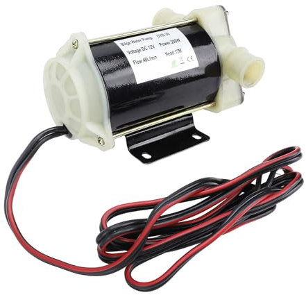 Bomba de Achique Autocebante 12V 200W, Impulsor Flexible, 40L/min, Transferencia de Agua Dulce y Salada