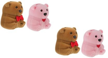 Holibanna 4stücke Bärenform Schmuckring Aufbewahrungsboxen Kreative Schmuckdisplay Kästchen Für Verlobungsring Ohrringe Und Halsketten Aus Hochwertigem Flanell Für Valentinstag Und