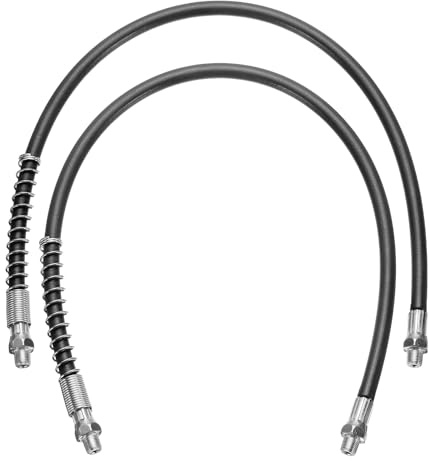 sourcing map 2Pcs Grease Gun Hose 23.6 10000 PSI Spring Flex High Pressure Quick Release Grease Replacement with Coupler 1/8 NPT Threads for Grease Gun, Black