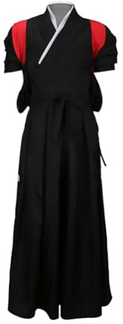 Men's Japanese Samurai Hakama Uniform Kimono Kendo Suit Aikido Judo Tradtional Martial Arts Cosplay Halloween Costume (20# Black, M)