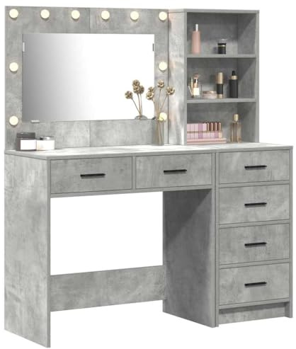 vidaXL Schminktisch mit Regal Grau 78,5 x 41 x 135 cm Holzwerkstoff, Moderne Schminkkommode, stylischer Kleiderschrank, praktische Stauraumlösung, perfekt organisiert zu Hause