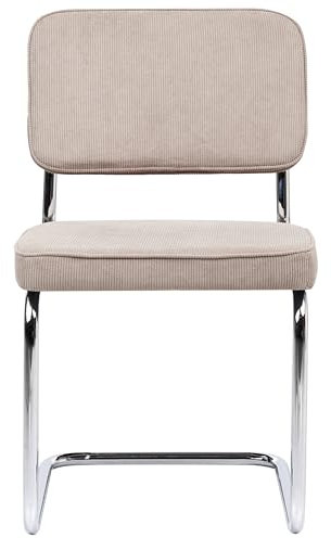 Beliani Conjunto de 2 sillas de Comedor Patas de Hierro tapicería de Pana Gris Pardo Irwin