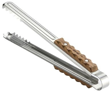 Accesorios para barbacoa de carbón, pinzas para parrilla de gas, pinzas de cocina, pinzas de fuego con mano de madera de 26 cm de largo, herramientas de barbacoa, pinzas para parrilla, regalos para