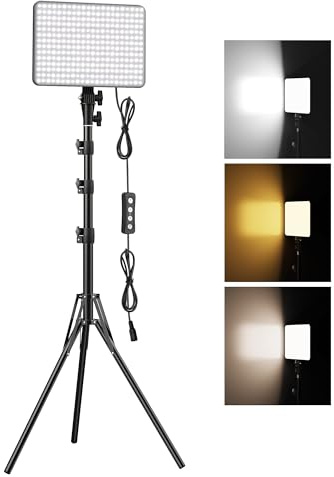 30W Upgraded Photography Lighting Kit, Anautin 1-Pack LED Video Lighting for Video Recording, 3700Lux Studio Lights with Tripod Stand for Photography, Streaming, Gaming, Podcast, Filming, Vlogging