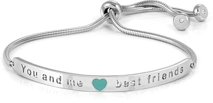 Nomination® Bracciale Donna - Collezione Messaggiamo, Acciaio e Zirconi, Cuore Verde Acqua in Smalto, Scritta You and me...best friends, Lunghezza 14-20 cm, Chiusura Scorrevole, Idea Regalo