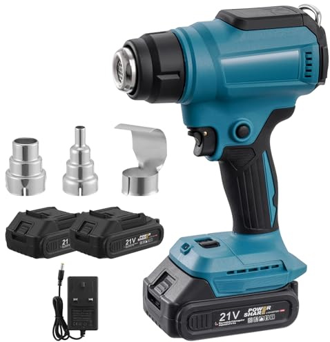 Bellanny Heat Gun for Makita 18-20V Battery (with Battery), 3 Nozzles, 2-Temp Setting Max 550°C Cordless Hot Air Gun for Welding, Bending Pipes, Colour Removal