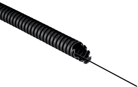Tubo corrugato in PVC, diametro 25 mm, matassa 25 metri, nero, con tirafilo, Made in Italy, autoestinguente, resistente schiacciamento, antiurto, guaina flessibile protettiva, impianto elettrico