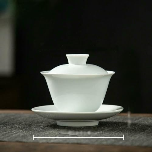 MEIFULLE Service à thé Kung Fu Chinois en céramique de frêne et Herbe Japonaise, soupière, Bols Couverts rétro en Porcelaine pour cérémonie du thé