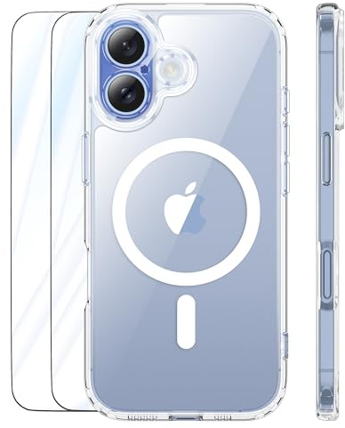 ORETECH für iPhone 17 Hülle mit 2 Schutzfolie, Klar | Vollständiger Kameraschutz,Kompatibel mit Mag Safe,Stoßfest Kratzfest Transparent Rückseite Handyhülle für iPhone 17