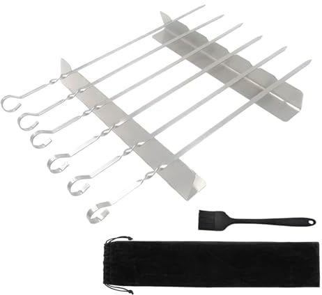 Support pour brochettes - En acier inoxydable - Accessoire de barbecue pour saucisses, viande, extérieur