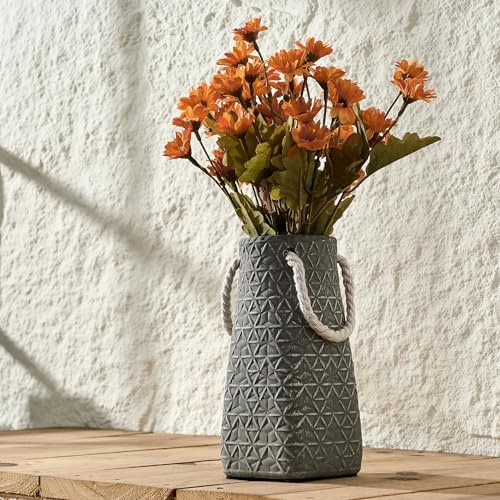 Keramikvase, 17,8 cm, Schiefergrau, modernes Bauernhaus, niedlich, Boho, handgefertigt, antikes Dekor, schlichter nordischer Stil, ästhetische dekorative Blumenvase für Wohnzimmer, Bücherregal, Büro