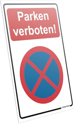 PRINTIMA Parken verboten Schild – Verbotsschild aus PVC 21 x 32 cm – wetterfestes Hinweisschild für Einfahrten & Privatparkplätze