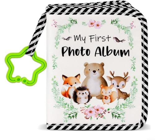 Advokingtap Album photo bébé avec imprimé animal en tissu souvenir pour nouveau-nés, 18 x 14 cm